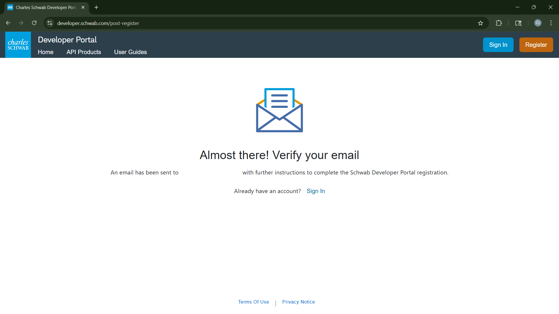 Create a Schwab Developer Account - Step 3